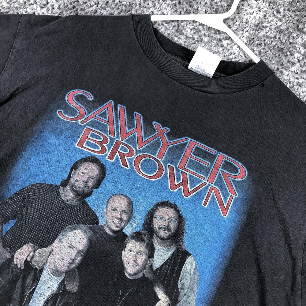 Vintage Sawyer Brown Shirt Mens XL Black On Tour Band Graphic Tee 90s Tultex